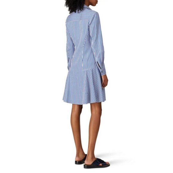 💕DEREK LAM💕 Blue Pin Stripe Shirtdress ~ Blue White 40 EUC Minimalist Chic - Picture 5 of 13